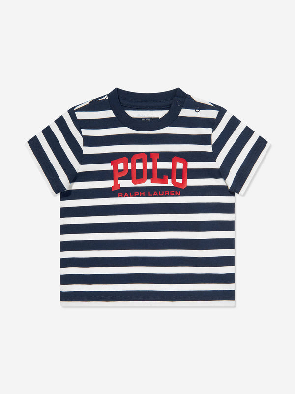 Baby Boys Striped Polo T-Shirt in Navy