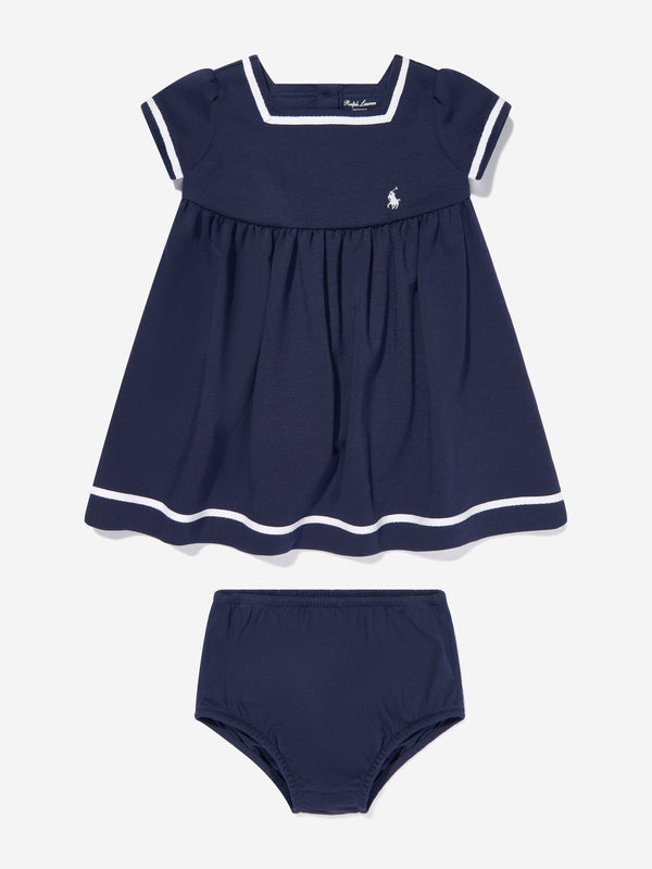 Baby Girls Nautical Dress in Navy