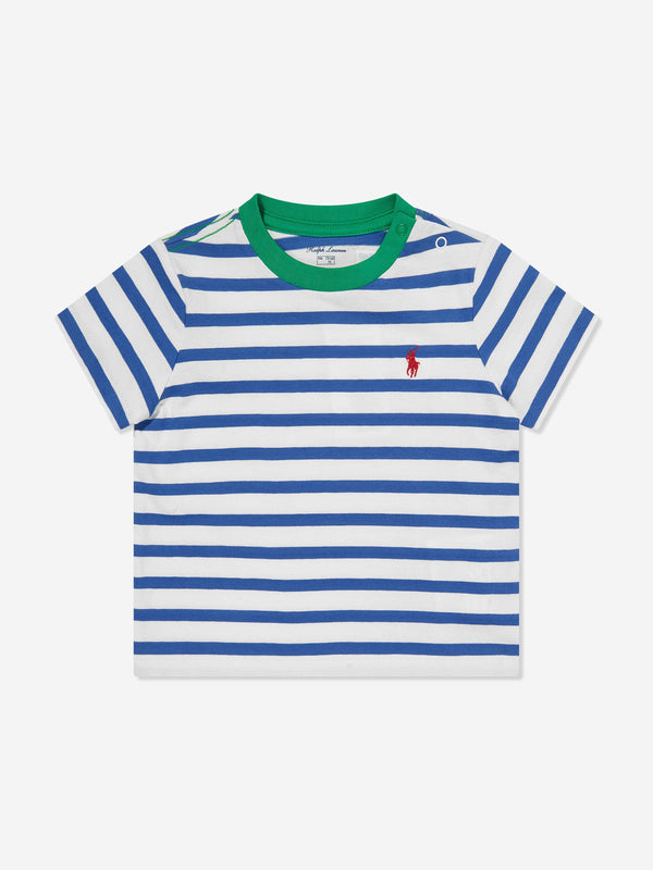 Boys Striped Logo T-Shirt in Blue