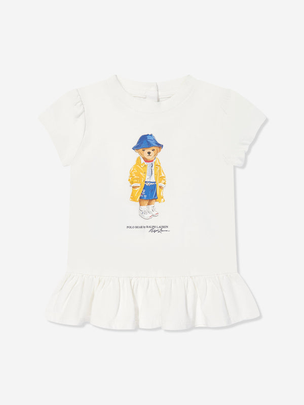 Ralph Lauren Baby Girls Polo Bear Peplum T-Shirt in White