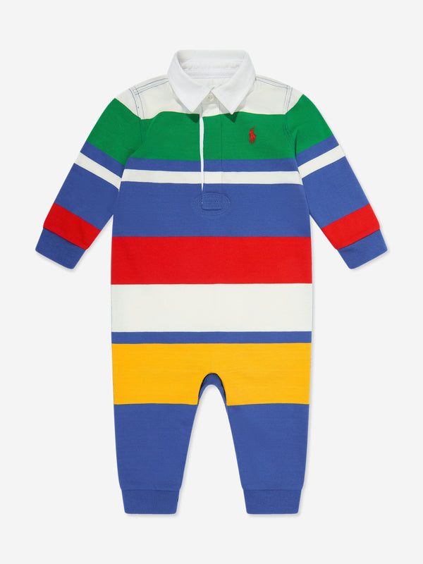 Baby Boys Striped Coverall in Multicolour