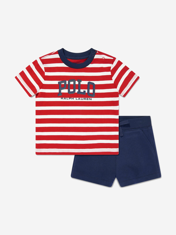 Baby Boys Polo T-Shirt and Shorts Set in Red