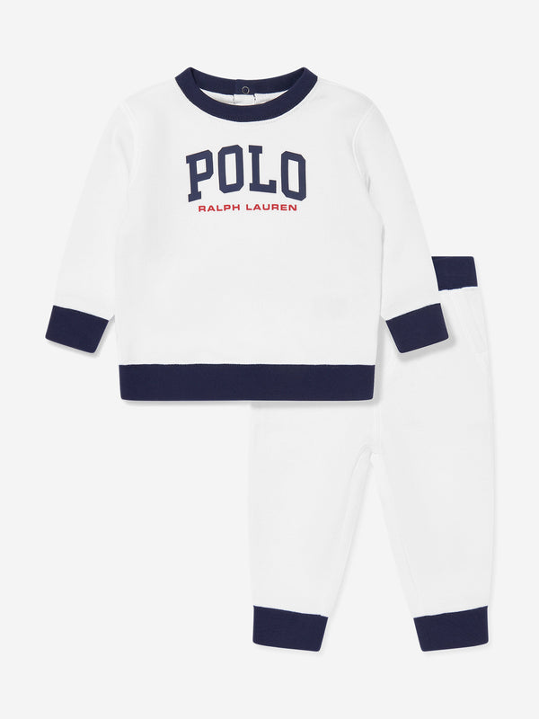 Baby Boys Polo Tracksuit in White