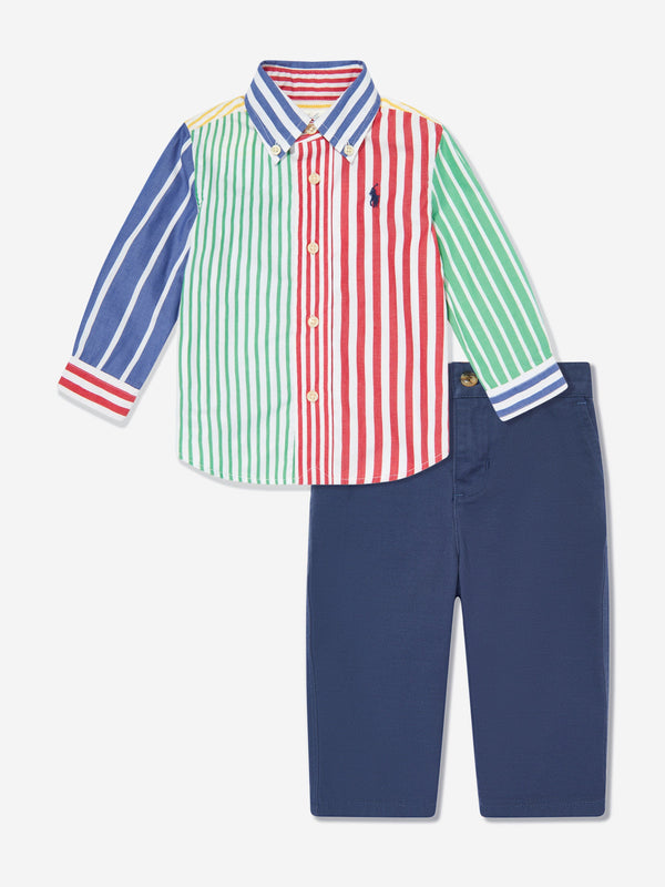 Baby Boys Shirt and Trouser Set in Multicolour