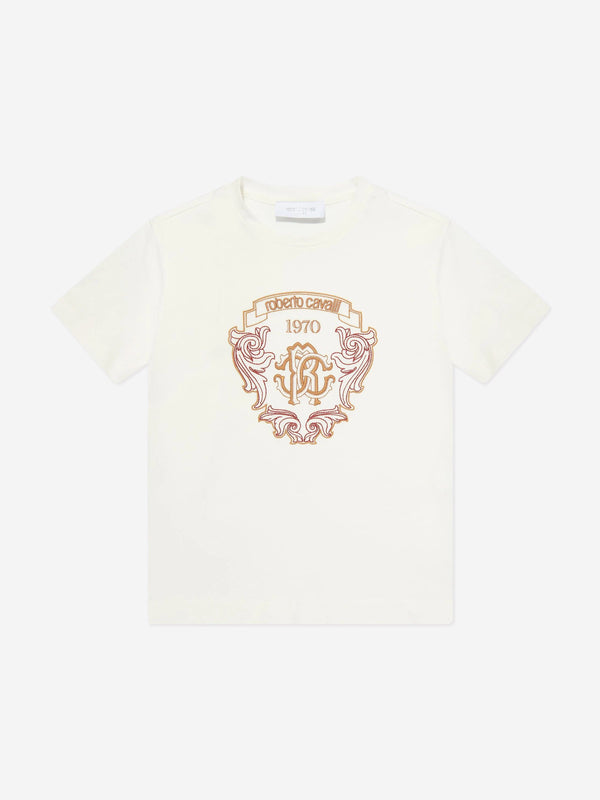 Roberto Cavalli Boys Logo T-Shirt in White