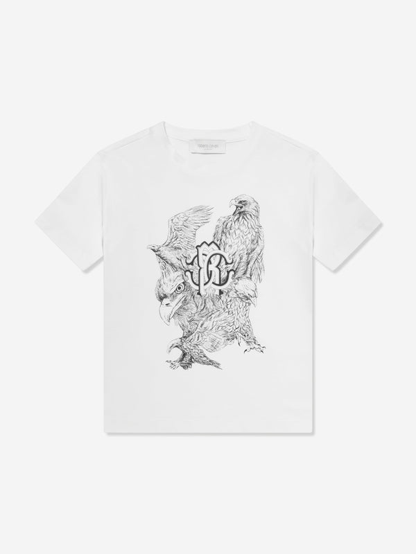 Roberto Cavalli Boys Hawk Logo T-Shirt in White