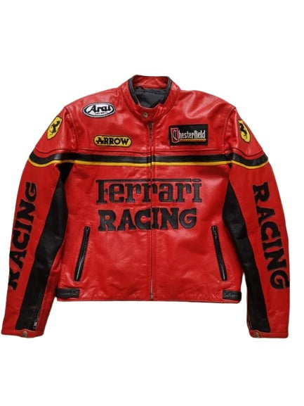 Red Ferrari Racing Leather Jacket
