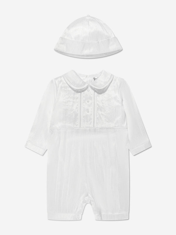 Sarah Louise Baby Boys Romper And Hat in White