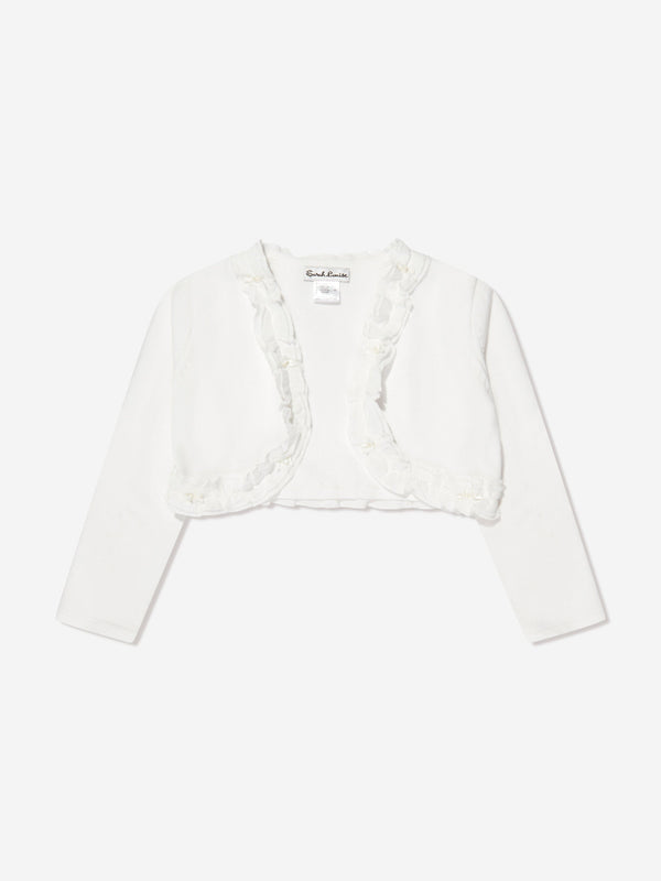 Sarah Louise Girls Frilly Bolero in Ivory