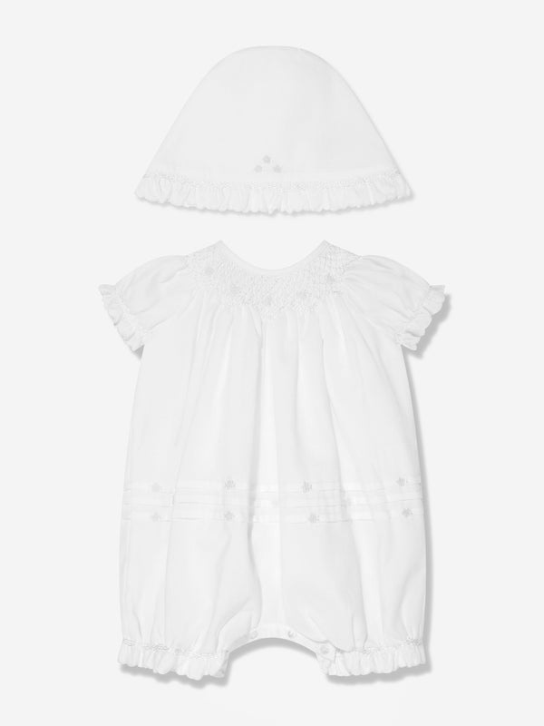 Sarah Louise Baby Bubble Romper And Bonnet in Ivory