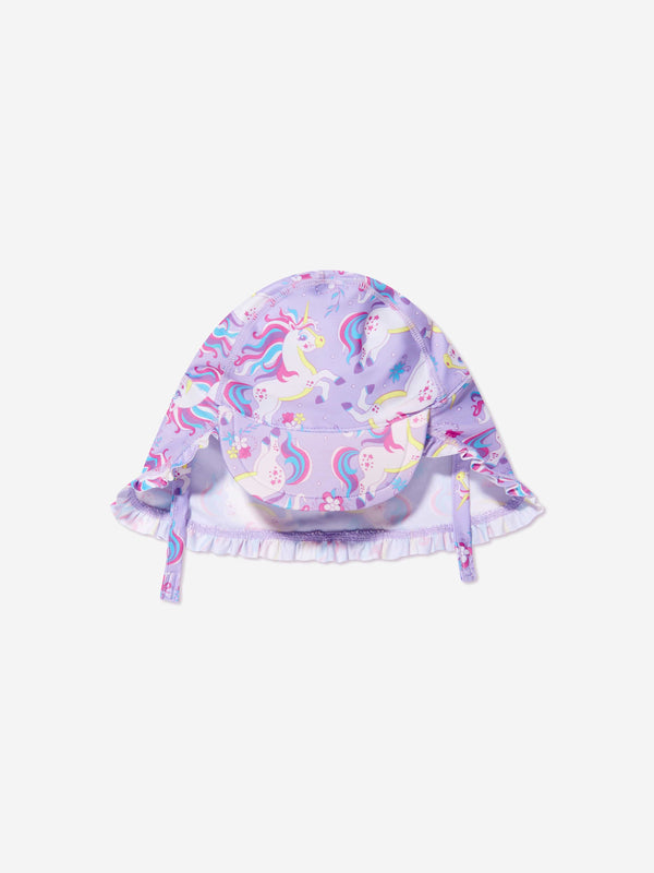 Soli Swim Baby Girls Unicorn Sun Protective Hat (UPF50+) in Purple