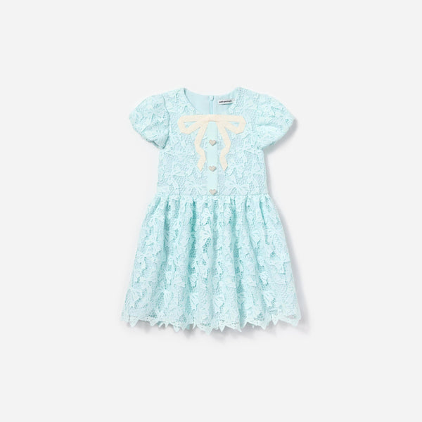 Girls Bow Lace Dress in Blue