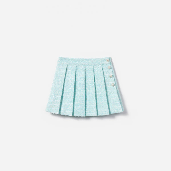 Girls Boucle Flower Sequin Skirt in Blue