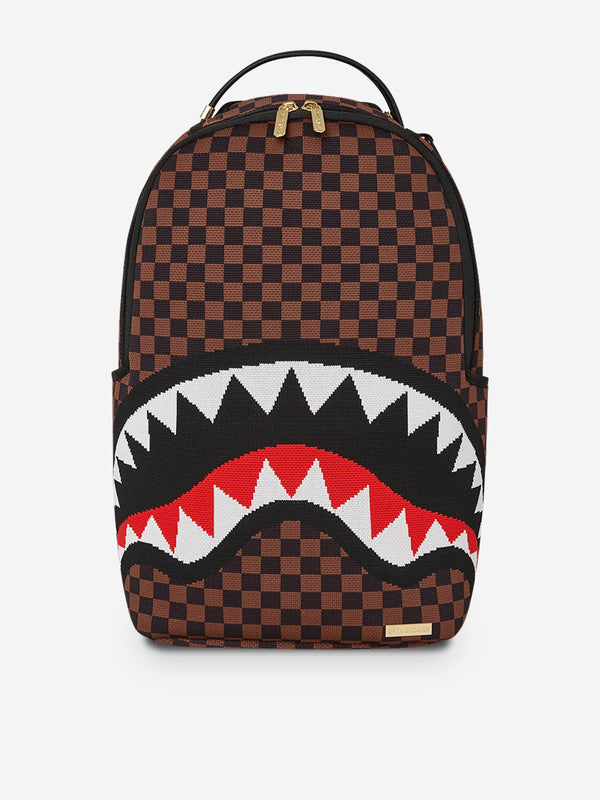 Sprayground Kids Knit Sharks in Paris 2.0 DLX Backpack in Brown (45.72 cm)