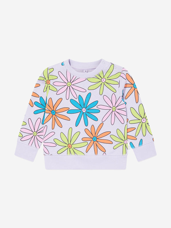 Stella McCartney Baby Girls Flower Print Sweatshirt in Purple