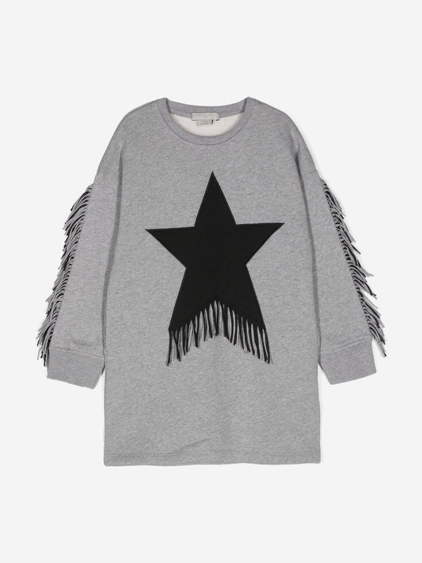 Stella McCartney Girls Tassel Star Sweater Dress in Grey