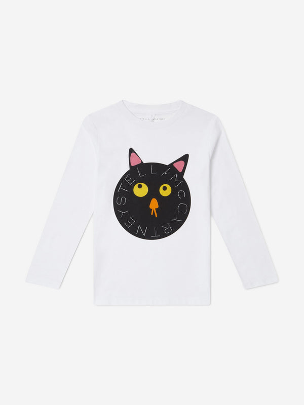 Stella McCartney Girls Cat Logo T-Shirt in White