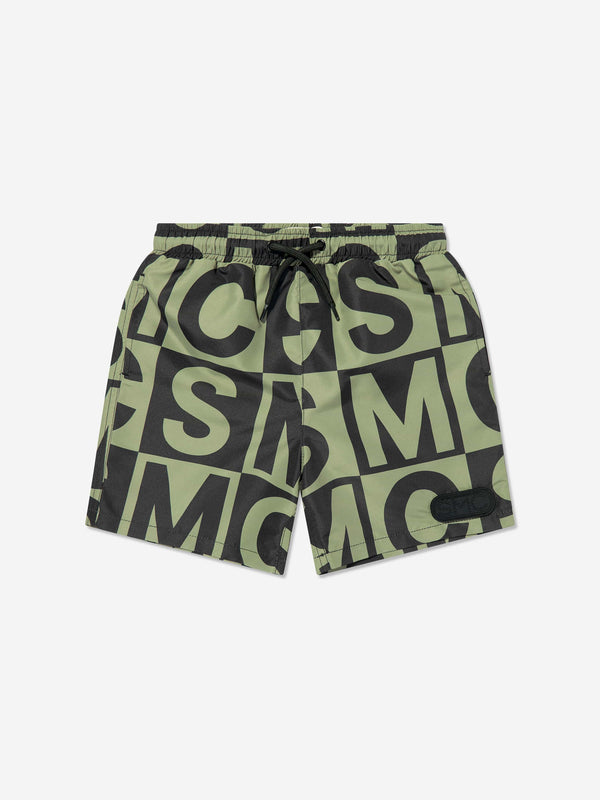 Stella McCartney Boys Logo Block Swim Shorts in Green