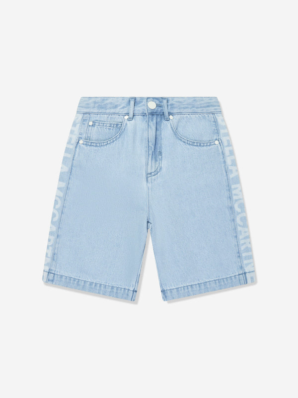 Boys Logo Denim Shorts in Blue