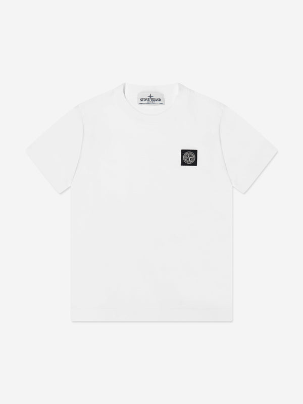 Stone Island Boys Compass Logo T-Shirt in White