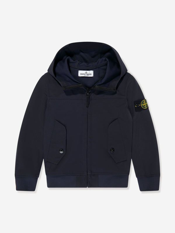 Stone Island Boys Hooded Zip Up Jacket in Navy