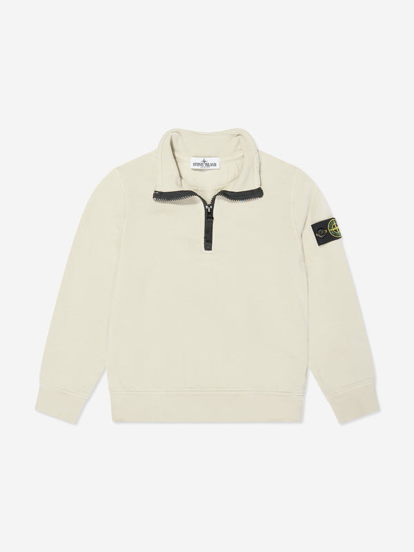 Boys Half Zip Sweatshirt in Beige