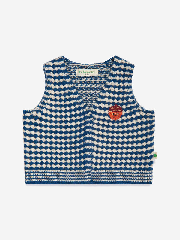 The Bonnie Mob Boys Hawthorn Chunky Checker Waistcoat in Blue