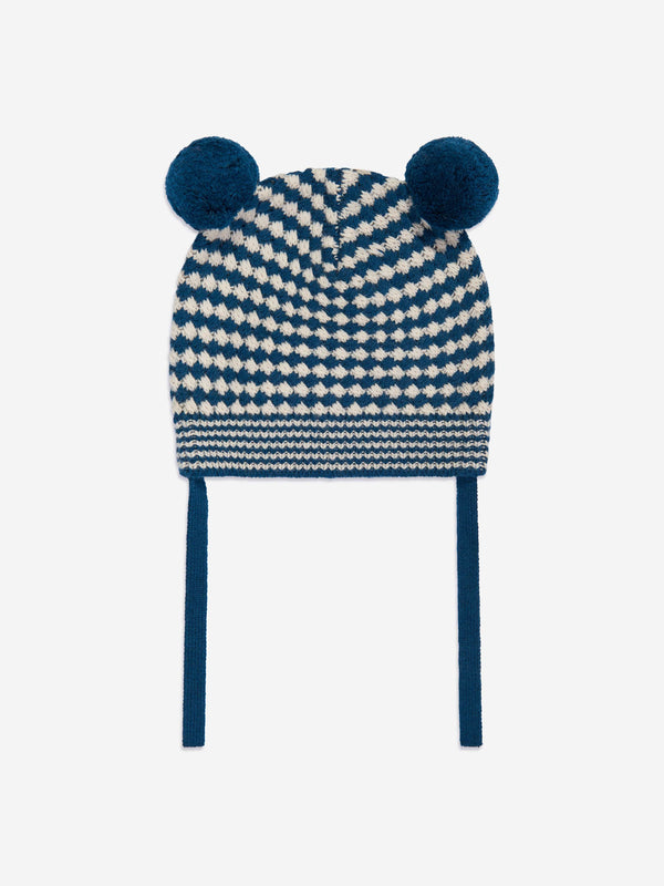 The Bonnie Mob Boys Hazel Chunky Checker Hat in Blue