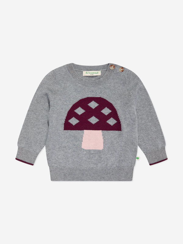 The Bonnie Mob Baby Sparrow Mushroom Knit Jumper in Grey