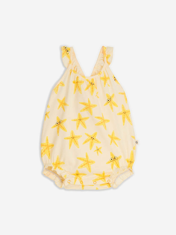 The Bonnie Mob Baby Girls Clarion Starfish Bubble Romper in Ivory