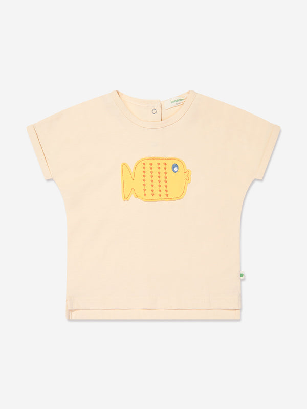 The Bonnie Mob Kids Fish Applique T-Shirt in Ivory