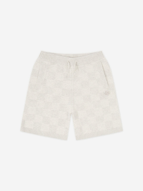 The Couture Club Kids Knitted Checkerboard Shorts in Grey