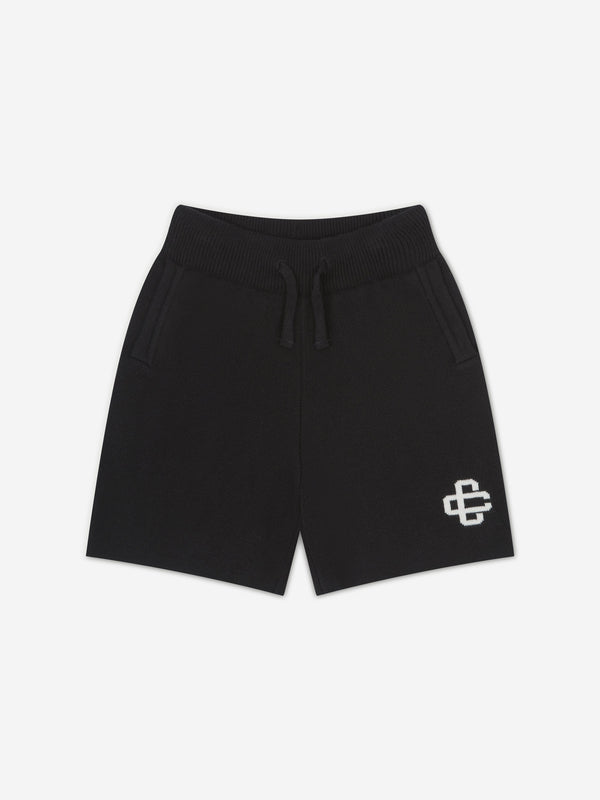 The Couture Club Kids Knitted Emblem Shorts in Black