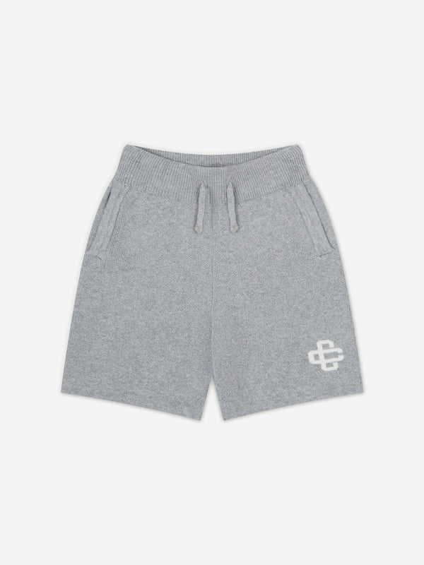 The Couture Club Kids Knitted Emblem Shorts in Grey