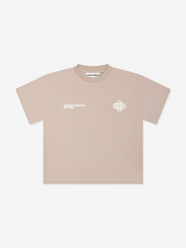 Kids Blurred Graphic Emblem T-Shirt in Brown