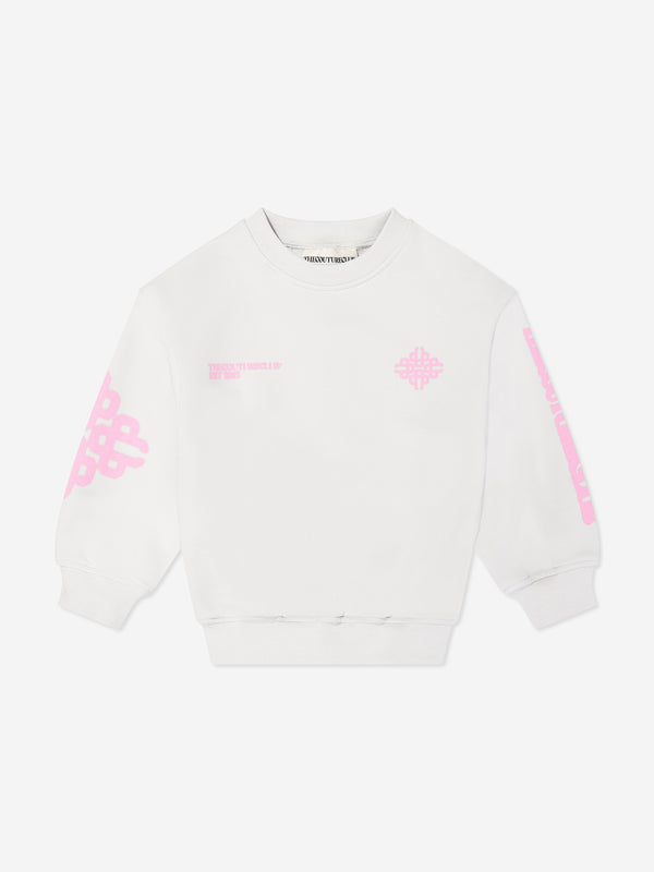 The Couture Club Kids Blurred Graphic Emblem Sweatshirt in Ivory