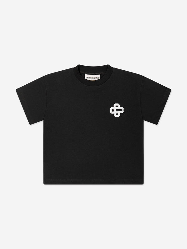 Kids Emblem Applique T-Shirt in Black