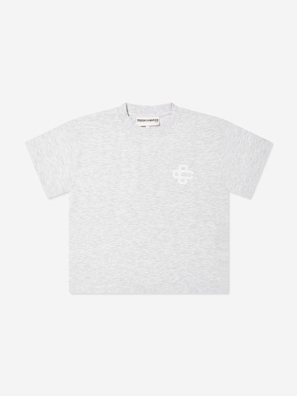 Kids Emblem Applique T-Shirt in Grey