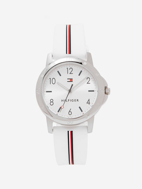 Tommy Hilfiger Girls Logo Strap Watch in White 32mm (One Size)