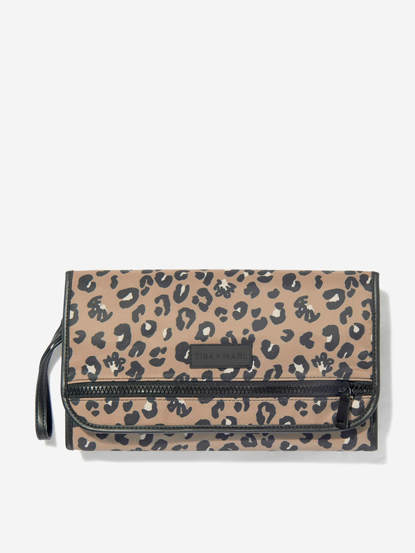 Tiba + Marl Baby Etta Leopard Changing Clutch in Brown (33cm)