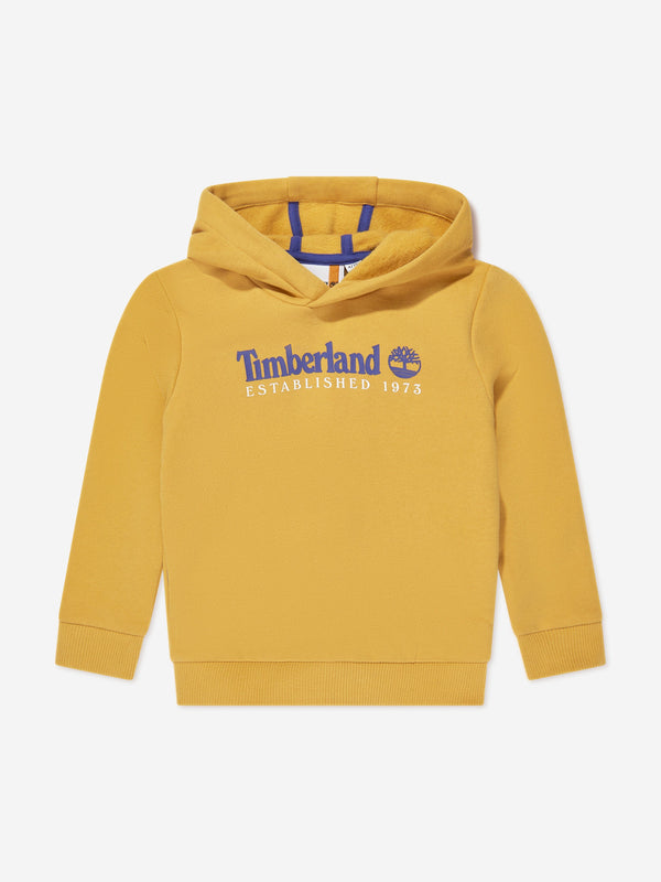 Timberland Boys Logo Print Hoodie in Yellow