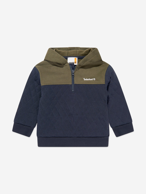 Timberland Boys Quilted Hooded Sweatshirt in Navy