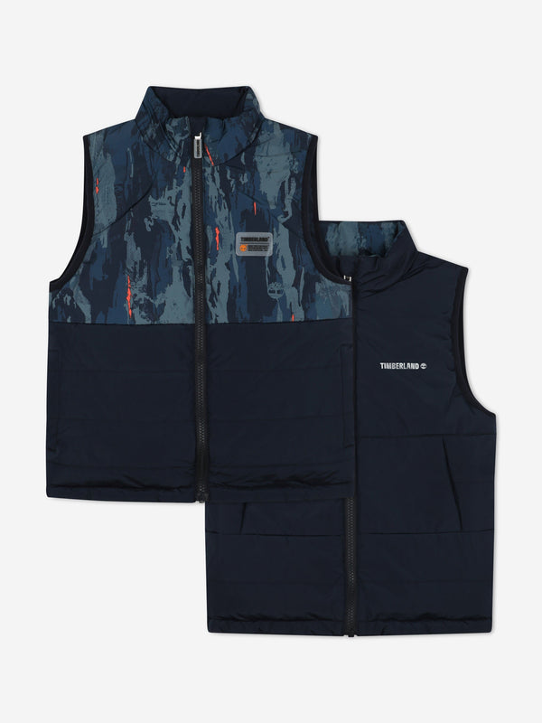 Timberland Boys Reversible Padded Gilet in Navy