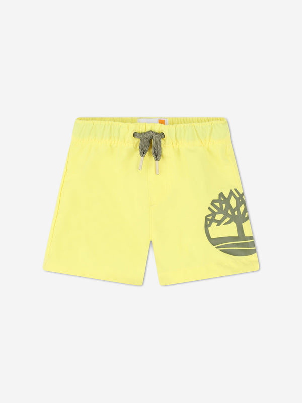 Timberland Baby Boys Logo Print Swim Shorts in Yellow