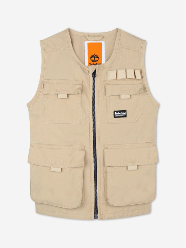 Timberland Boys Multipocket Gilet in Beige