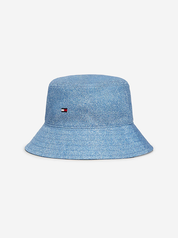 Tommy Hilfiger Kids Small Flag Denim Bucket Hat in Blue