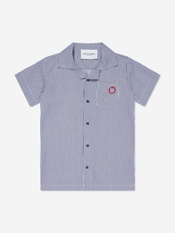 Trussardi Boys Copren Short Sleeve Shirt in Navy