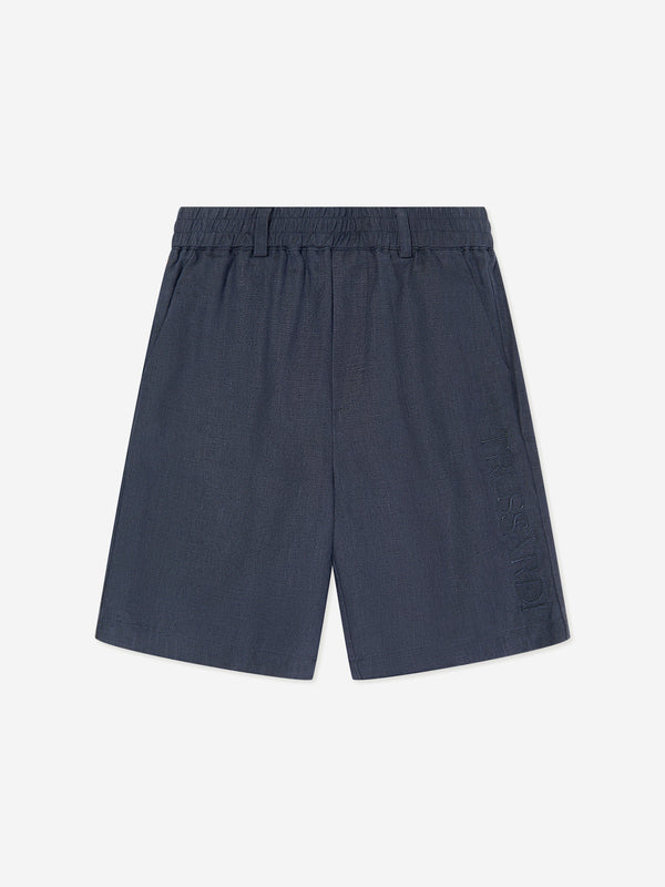 Trussardi Boys Nauta Linen Bermuda Shorts in Blue