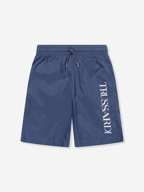 Trussardi Boys Zakery Logo Swim Shorts in Navy