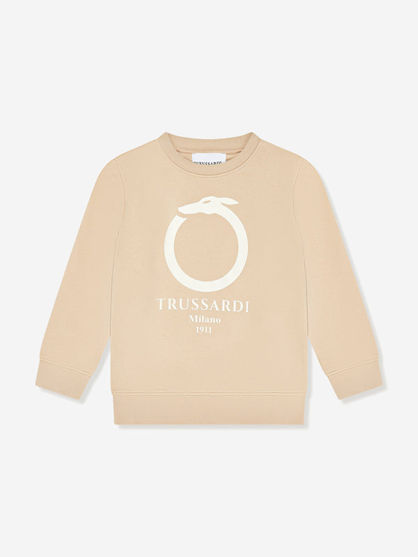 Trussardi Kids Beavi Logo Sweatshirt in Beige